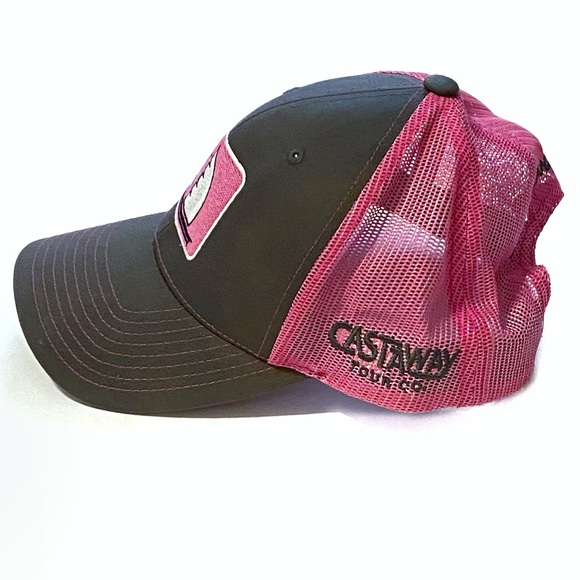 Richardson 112 Virgin Islands Castaway Tour Co Trucker Cap SnapBack Hat Pink Gry - Picture 5 of 16
